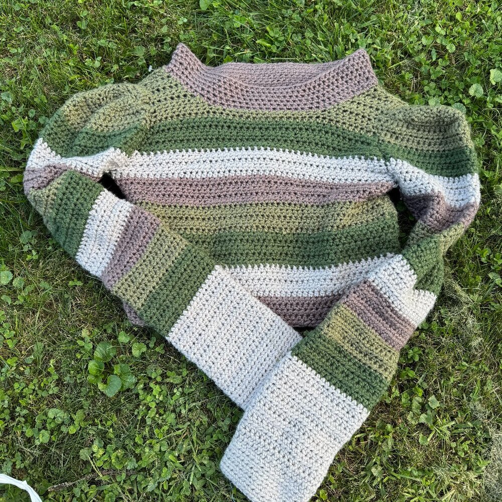 Poof Sleeve Knit Striped Sweater